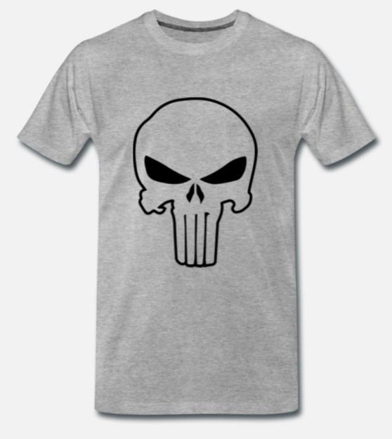 T-SHIRT homme premium SKULL gris chine