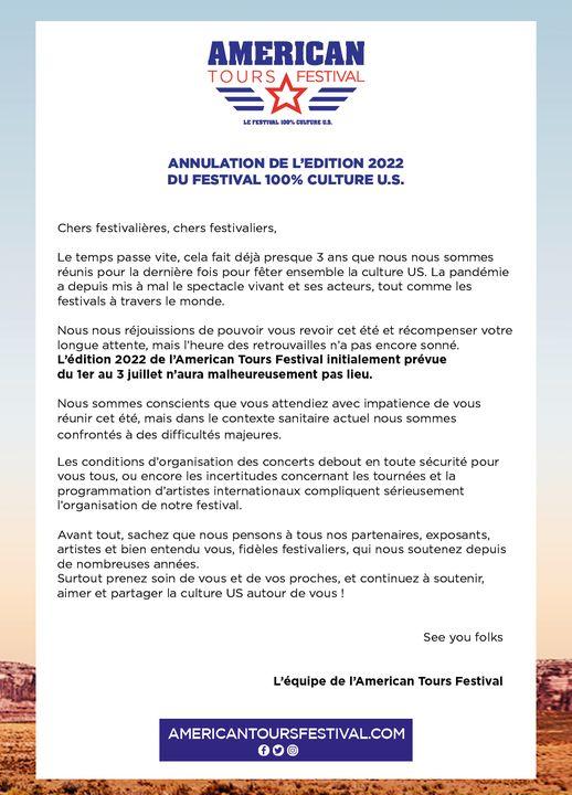 Annulation american festival