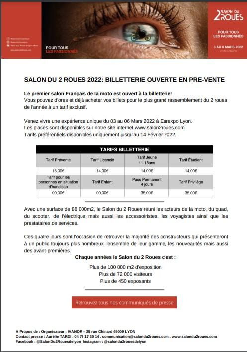 Salon de la moto affiche 2022 billetterie